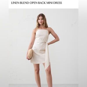 Banana Republic Factory Cream Linen-Blend Open-Back Mini Dress